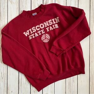 Adult small-medium Wisconsin state fair crewneck sweatshirt in red